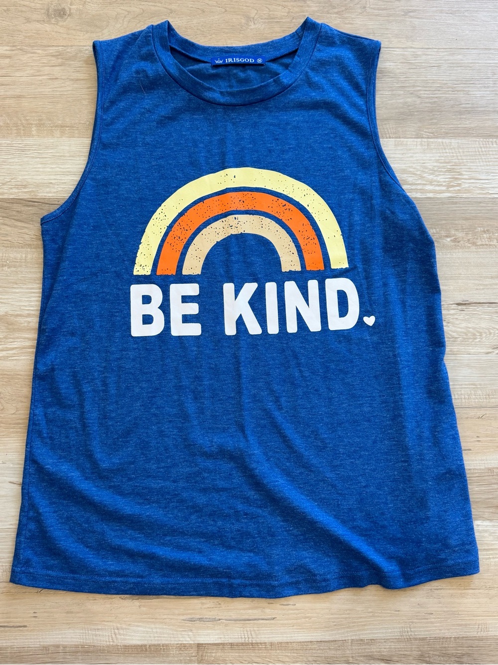 Women's Blue 'Be Kind' Rainbow Tank Top medium